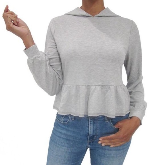 Gypsies & Moondust Tops - NWT-GYPSIES & MOONDUST Grey Peplum Light Hooded Sweatshirt